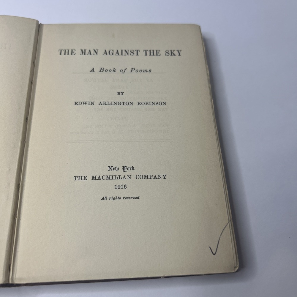 Edwin Arlington Robinson The Man Against the Sky Poems 1916 HC Macmillan NY - Picture 8 of 16